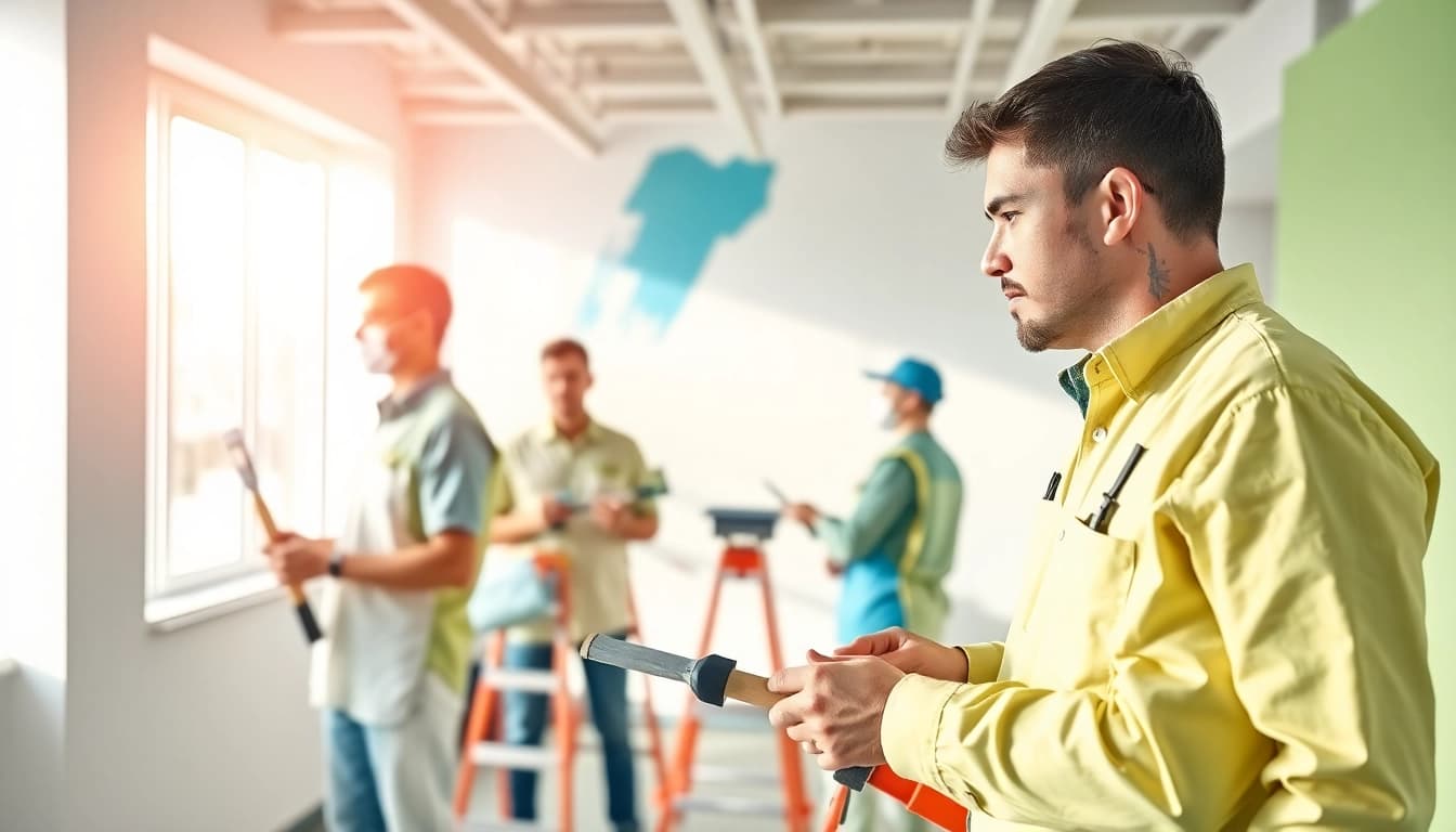 Enhancing a modern office with commercial paint services for a vibrant workspace.