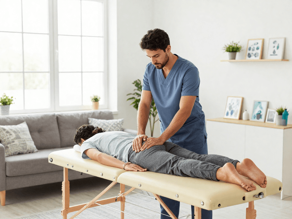 Sports massage at home providing personalized patient care in a trusted home healthcare environment.