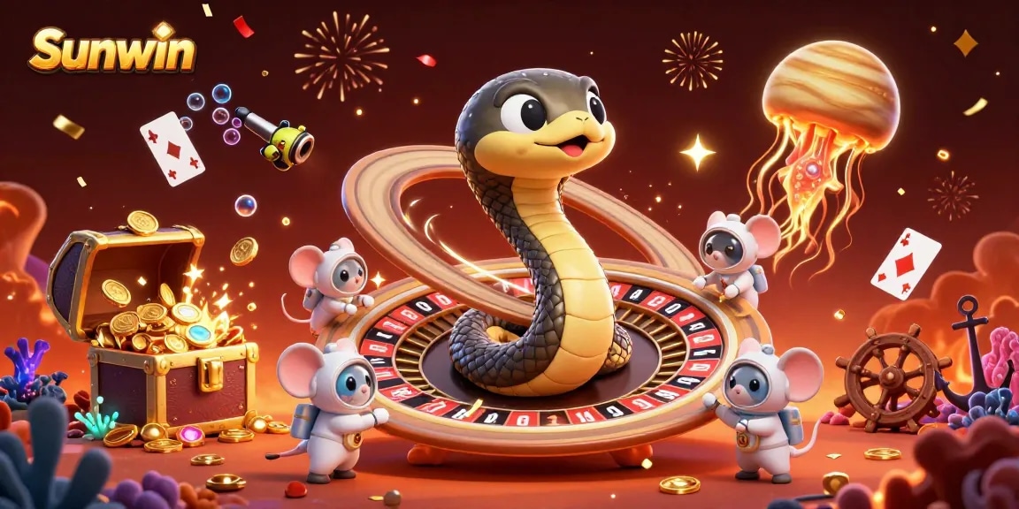Experience thrilling gaming action with Sunwin as astronaut mice bet on a cosmic roulette wheel.