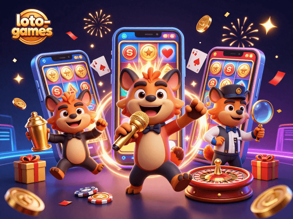 Engage with loto-games in an exciting hyena-themed casino club featuring live comedy and gaming elements.