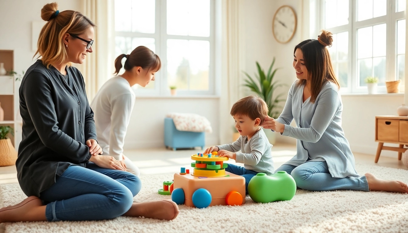 Engaging ABA therapy in Troy with a therapist guiding a child in a vibrant, welcoming room.