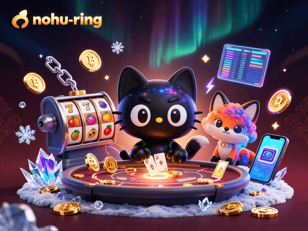 Engage with nohu-ring as the black hole cat attracts chips at a cosmic casino table.