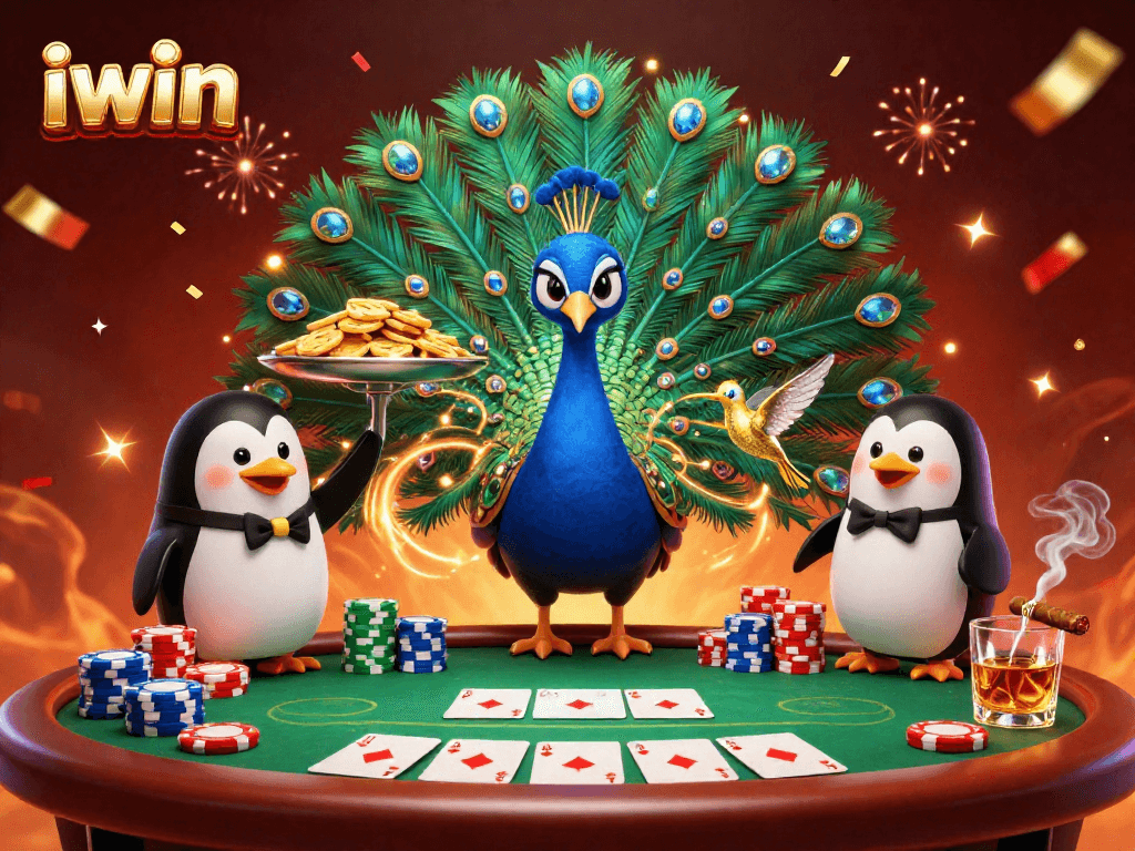 Join the fun at iwin while enjoying an energetic scene with poker elements and vibrant characters.