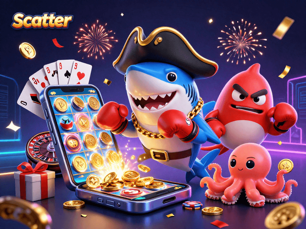 Experience the thrill of scatter gaming with vibrant characters and dynamic casino elements.
