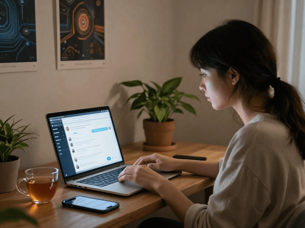 Engaging with nsfw ai girlfriend in a cozy, inviting home setup.