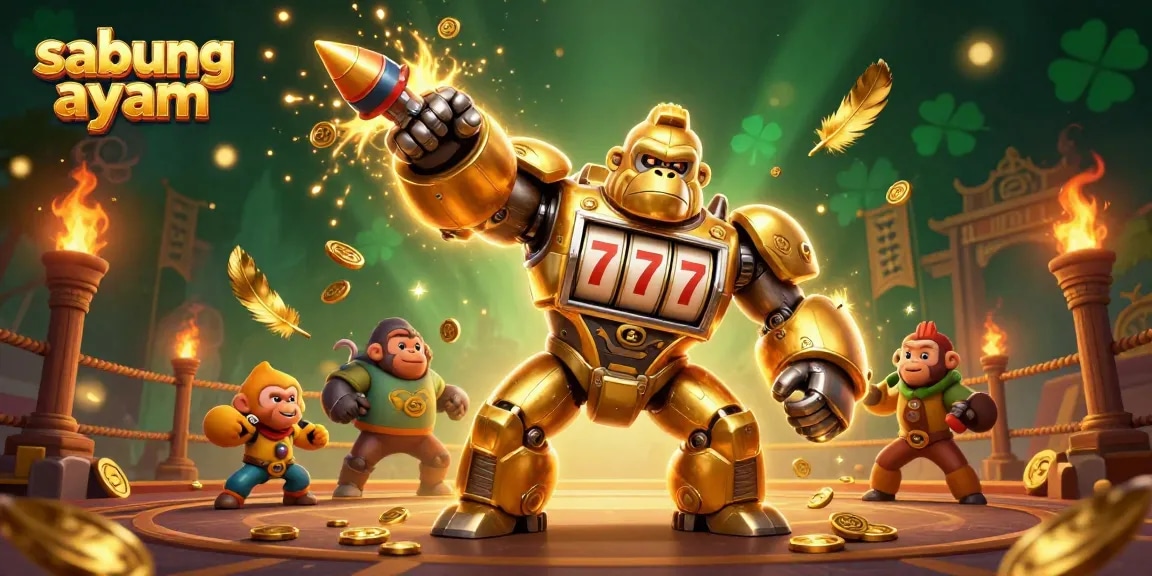 Watch sabung ayam battles unfold in a unique 3D illustration featuring exciting characters and dynamic elements.