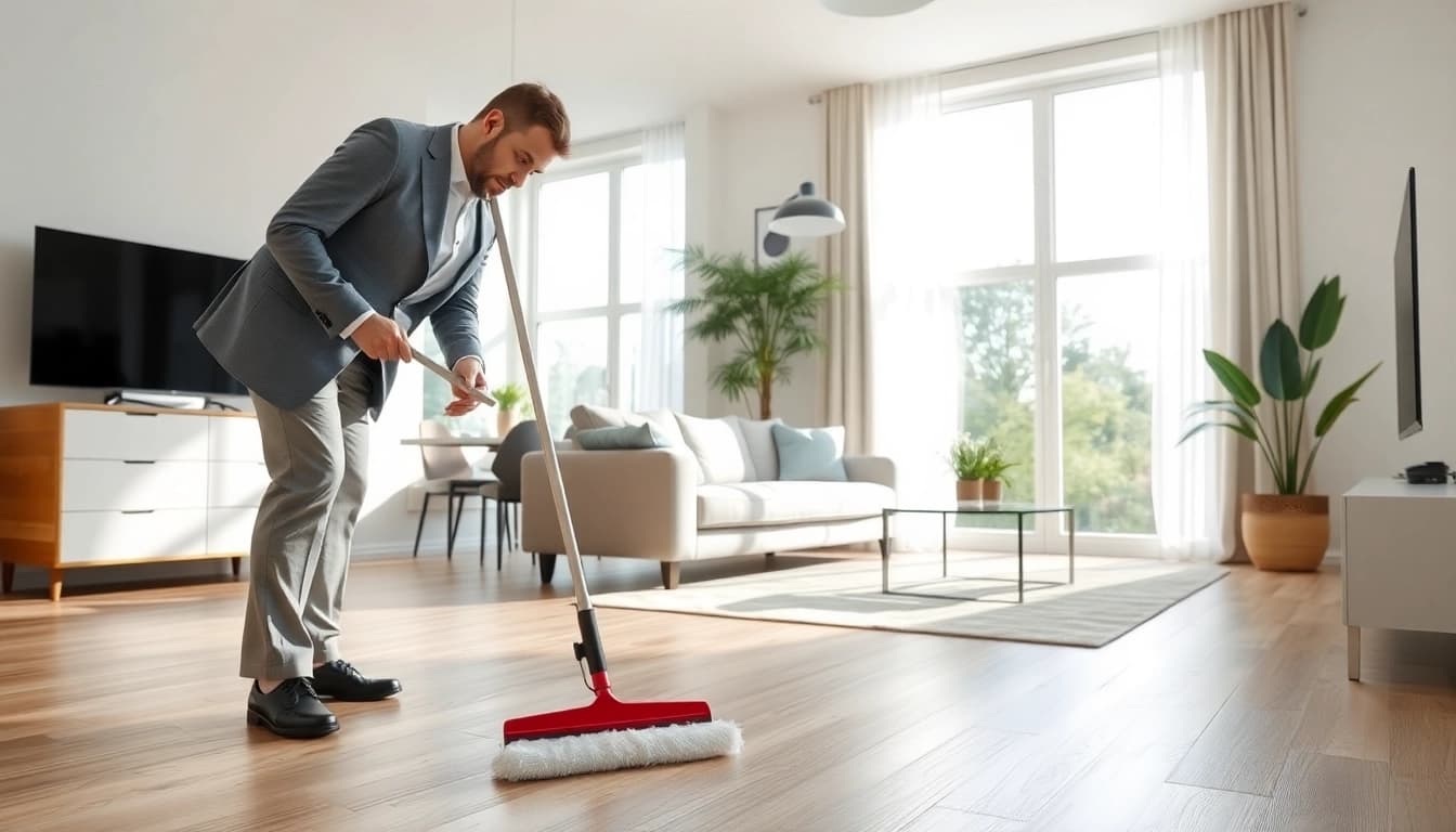 Bond cleaning Logan professional cleaning an apartment with attention to detail.