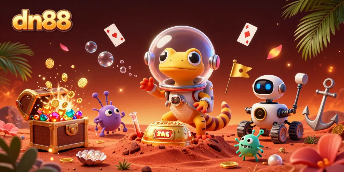 Experience excitement at dn88 with a Martian gecko discovering a hidden golden casino.