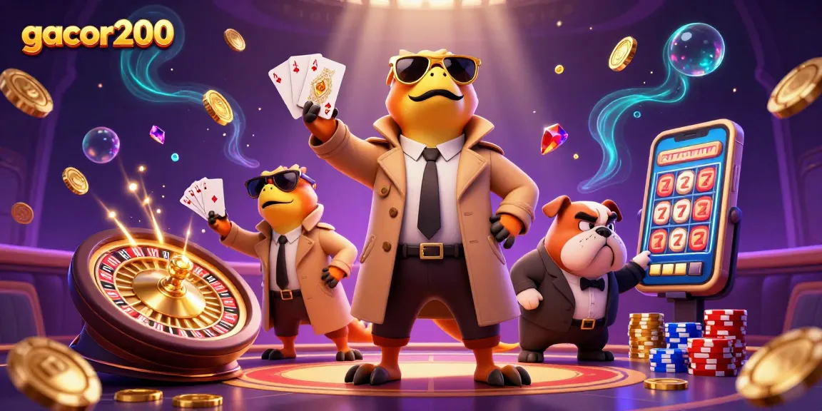 Rasakan keseruan gacor200 dengan ilustrasi slot online dan suasana kasino yang penuh warna.