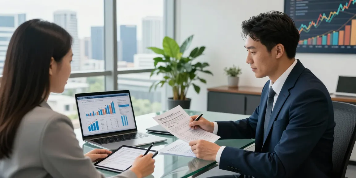 Expert financial advice consultation in Gold Coast office, showcasing professional advisor and engaged client discussing investment strategies.