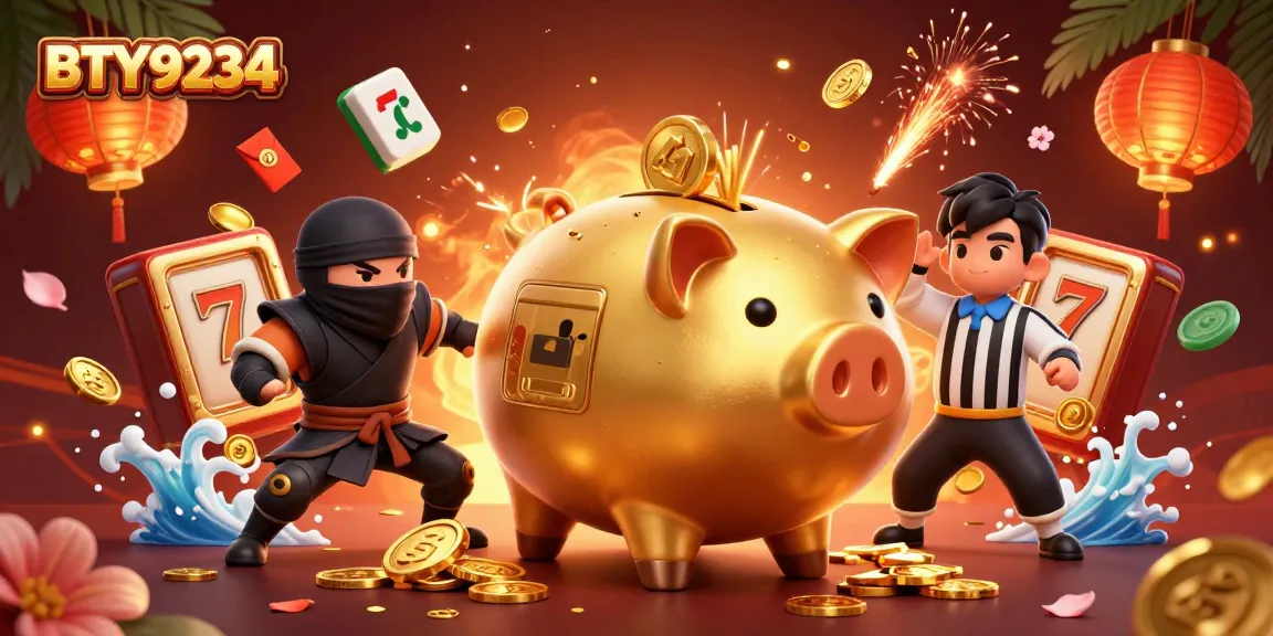 Engage with thrilling slots at BTY9234 with a vibrant scene of a sumo wrestler and ninja.