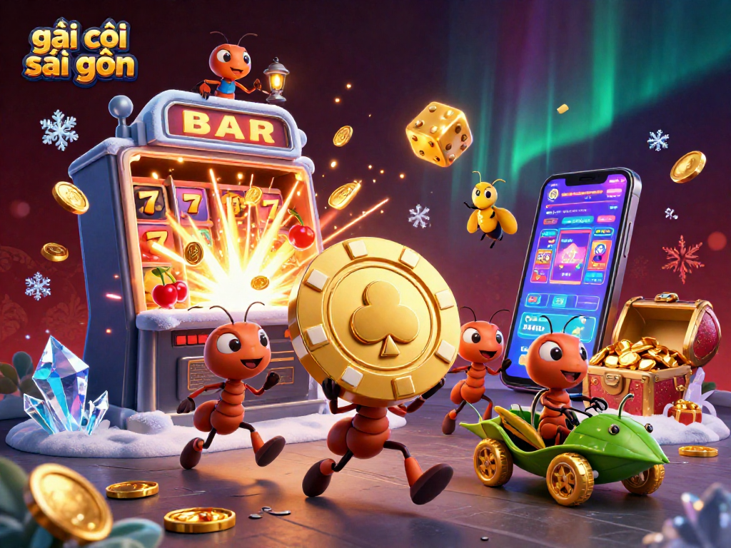 Experience the thrill of gái gọi sài gòn with a heist-themed cartoon illustration showcasing vibrant casino elements.