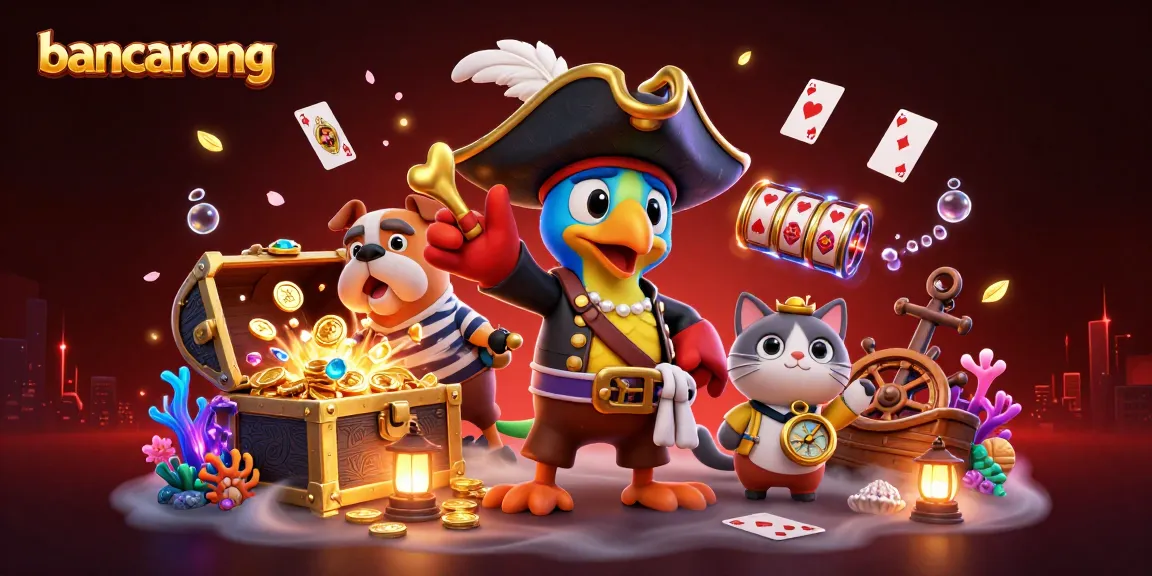Experience the thrill of gambling with bancarong-themed pirate characters and vibrant casino elements.