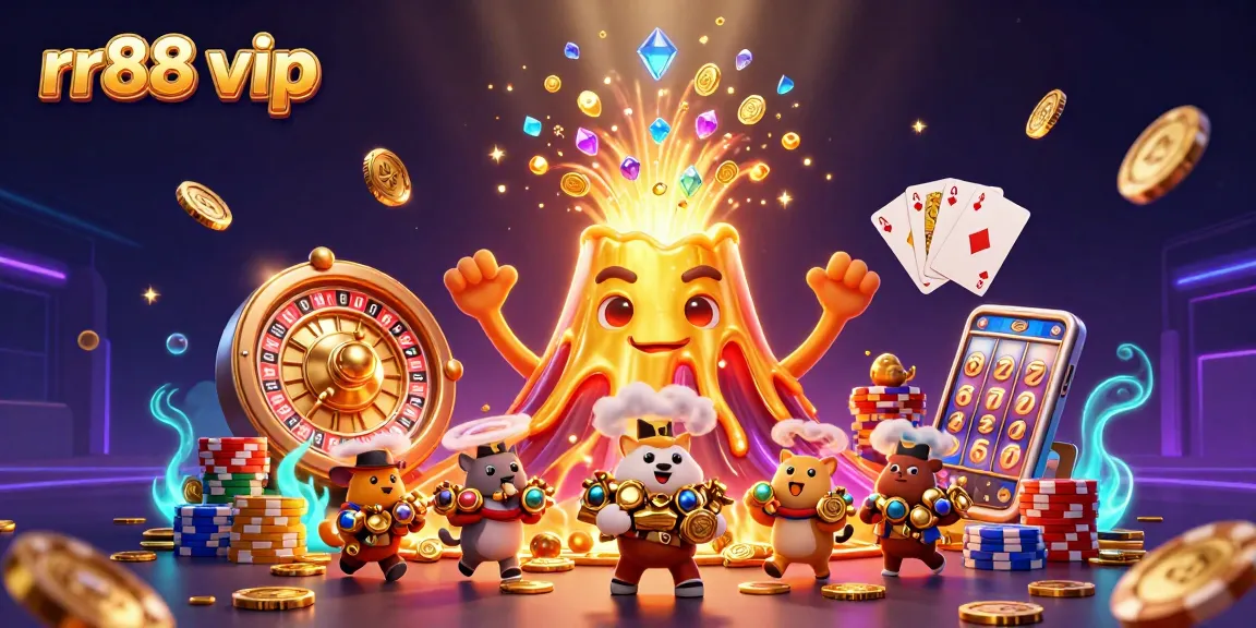 Engage in the exciting world of rr88 vip with vibrant casino scenes featuring treasures and dynamic games.