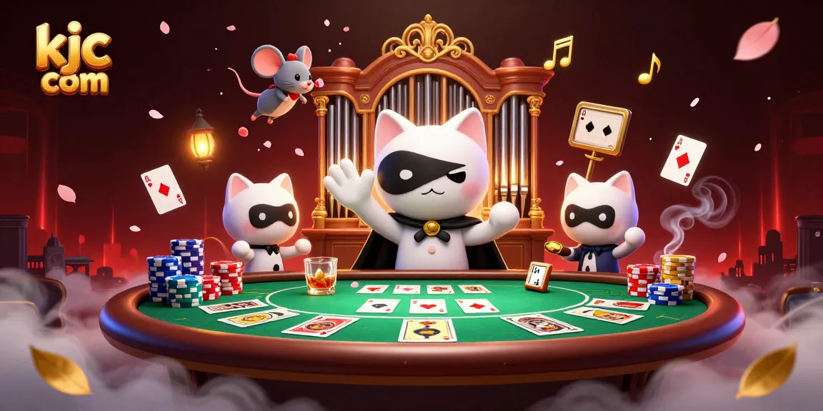 Engaging in thrilling casino action at kjc com with a vibrant 3D scene filled with poker elements.