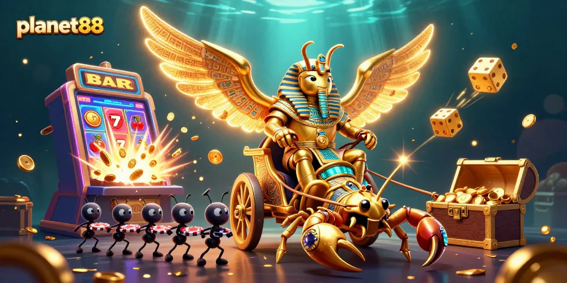 Play the exciting games at planet88 with the colossal golden scarab and treasures!