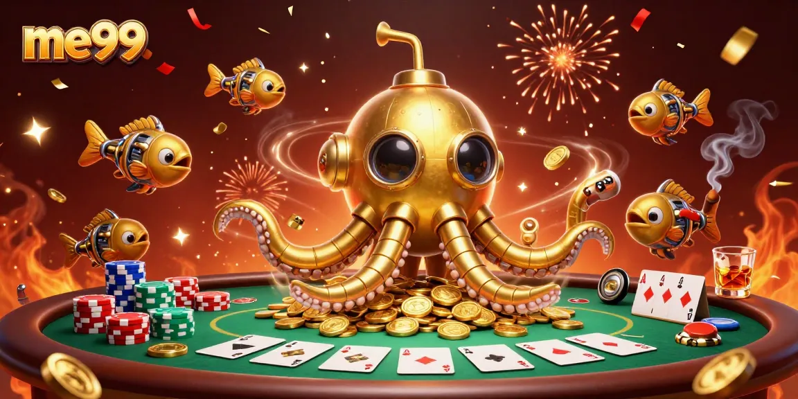 Experience thrilling wins at me99 with a 3D kraken submarine exploring poker adventures.