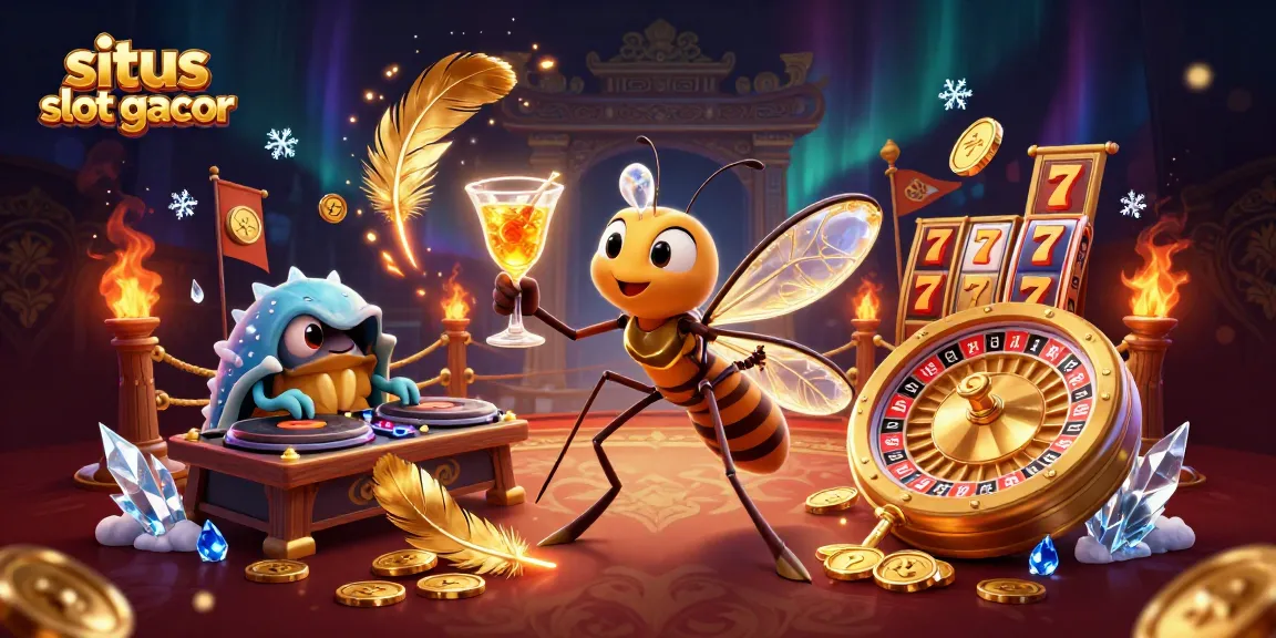 Menggali situs slot gacor dengan karakter kartun kasino yang menarik dalam ilustrasi 3D.