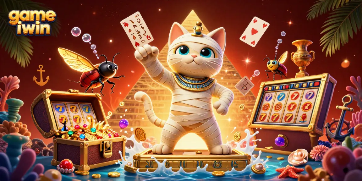Engage in the thrilling game iwin amidst a vibrant casino scene packed with Egyptian motifs.