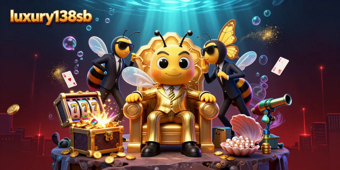 luxury138sb showcases a lively casino scene with a mob boss bee and treasure elements