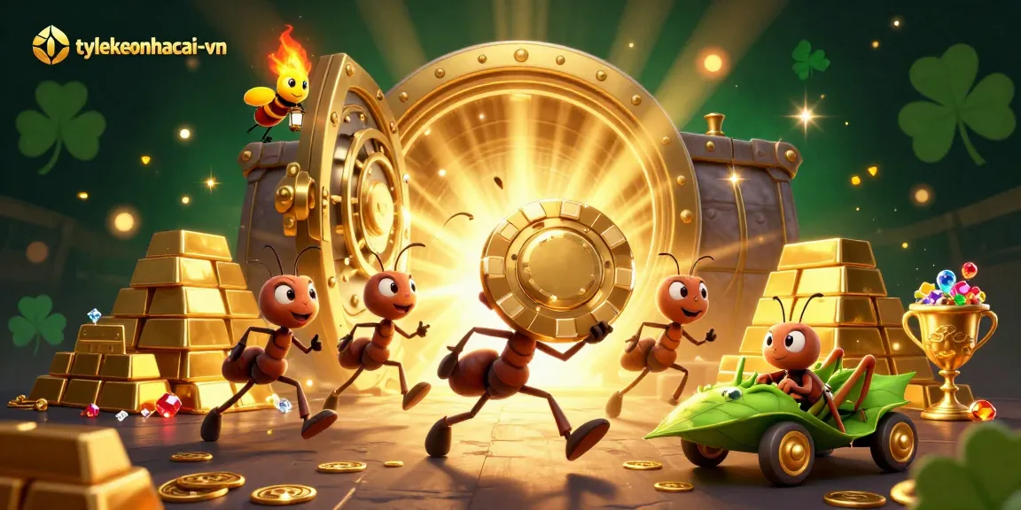 Watch the tylekeonhacai-vn ants heist featuring a golden poker chip in an enchanting casino scene.