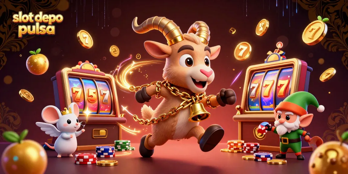 Experience thrilling slot depo pulsa action with festive Krampus and mischievous characters in this dynamic scene.