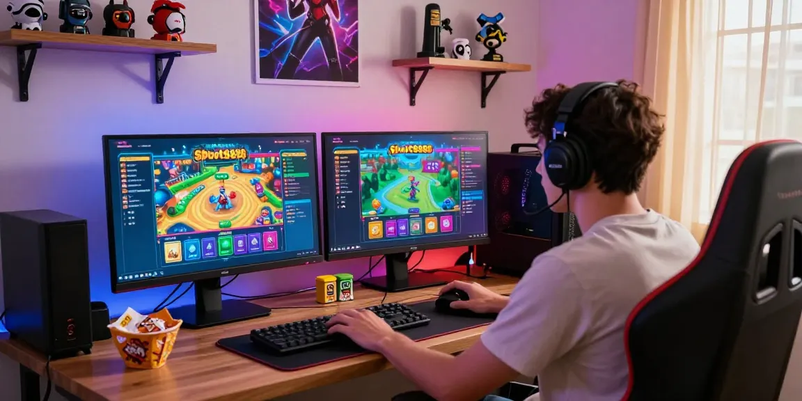Engaging player enjoying slot888 games with vibrant graphics in a modern gaming setup.