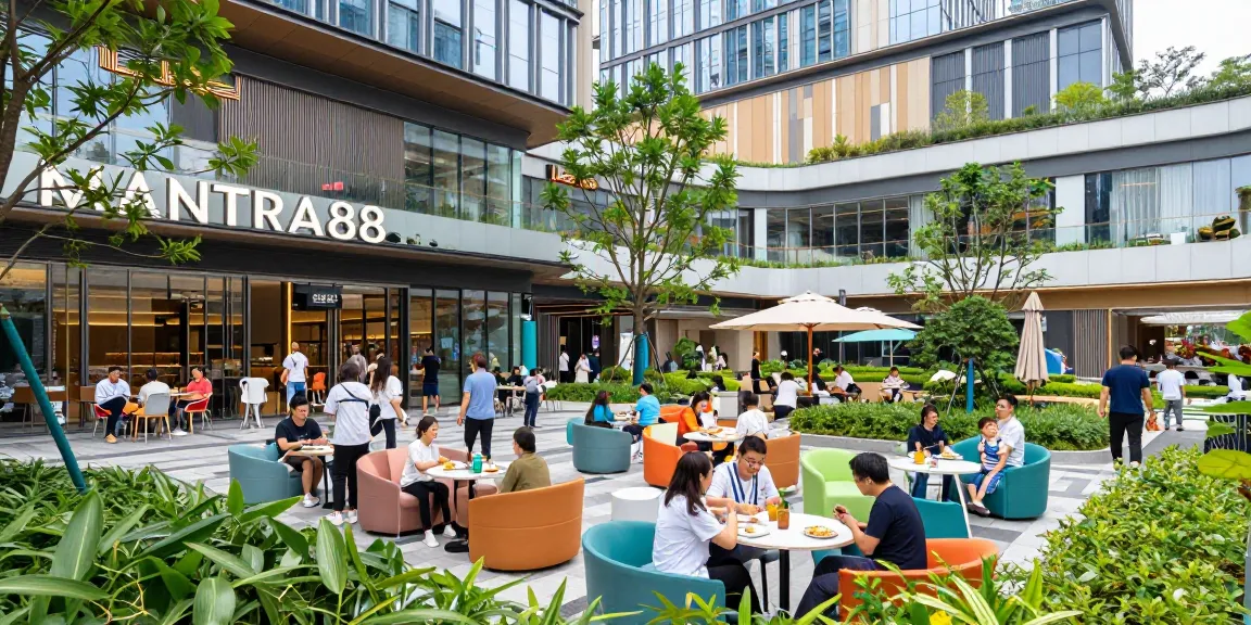 Experience the lively environment of mantra88, a modern commercial property featuring vibrant entertainment options and diverse visitors.