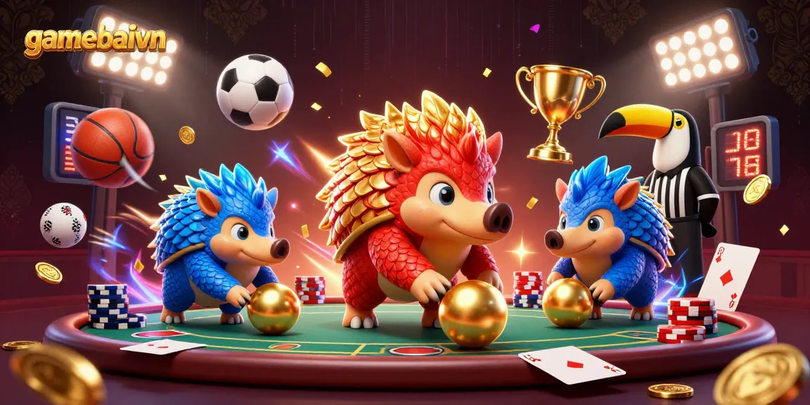 Engage in thrilling poker action at gamebaivn with dynamic pangolin rivals and flying poker elements.