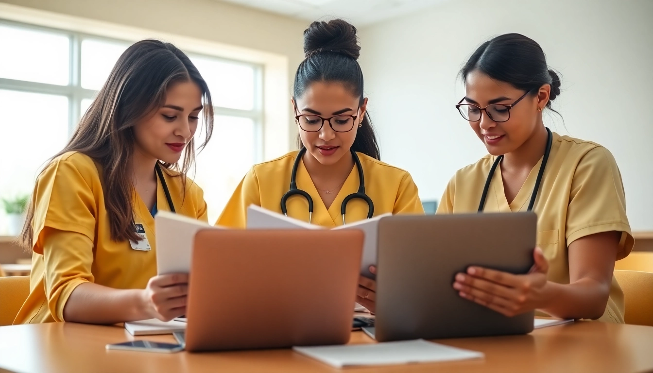 Group of students studying at Houston Trusted Nclex review center, engaged in collaborative learning.