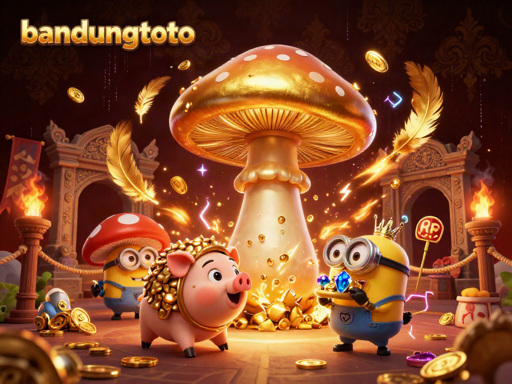 Experience the thrill of bandungtoto with a magical golden wizard and treasure-hunting pig in an enchanting casino setting.