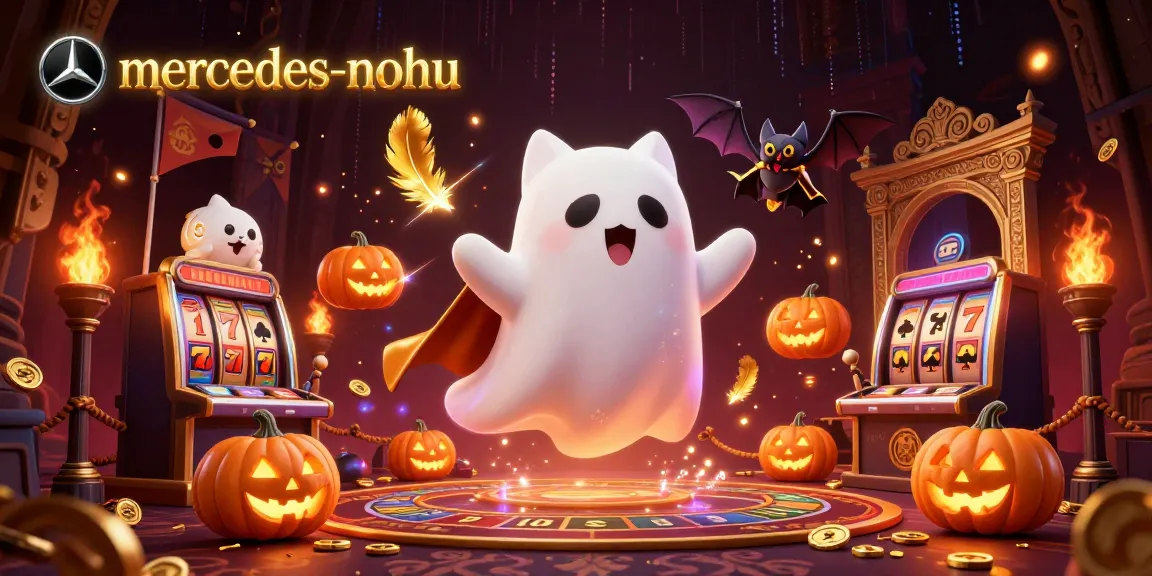 Immerse in the haunted casino world of mercedes-nohu with a ghost cat, jackpot slots, and glowing poker jack-o-lanterns.