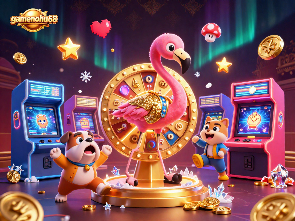 Experience exciting gaming at gamenohu68 with vibrant casino elements and animated characters.