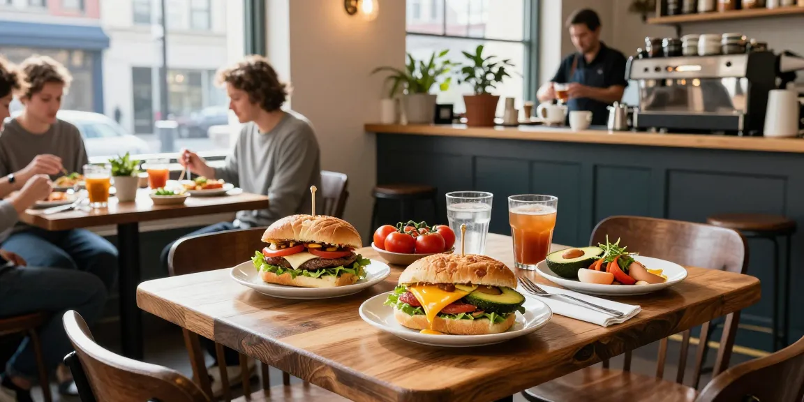 Best brunch Austin scene showcasing vibrant breakfast sandwiches and a cozy atmosphere at Eggman restaurant.