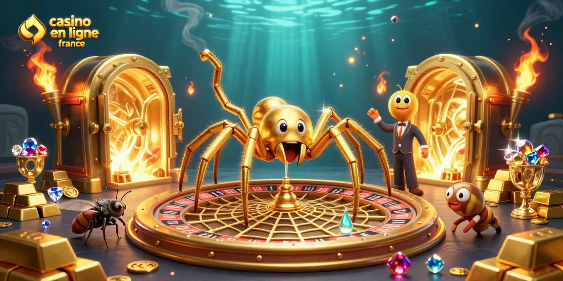 Placer des paris au casino en ligne France avec une scène dynamique de personnages animés et des trésors scintillants.