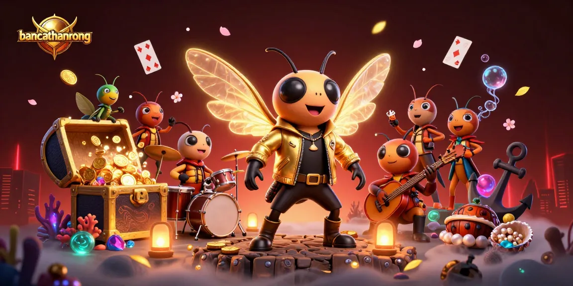 Bancathanrong features an electric cicada rock star and vibrant casino elements in a rich, engaging scene.
