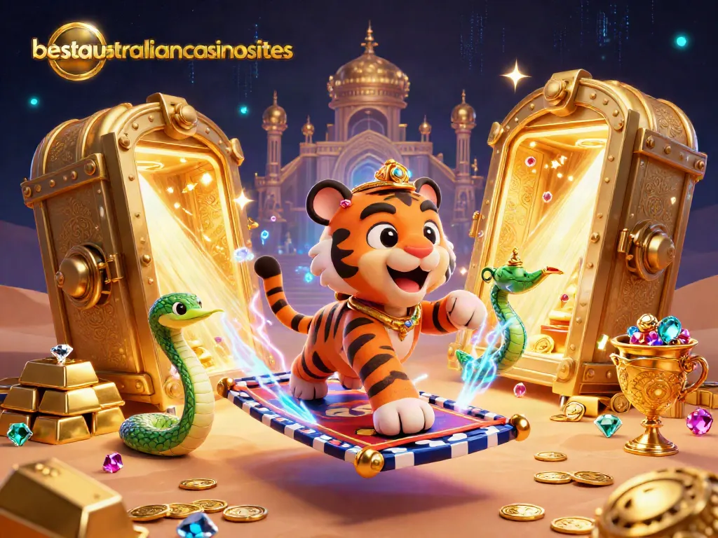 Play thrilling online roulette with bestaustraliancasinosites in a vibrant, magical 3D casino scene.