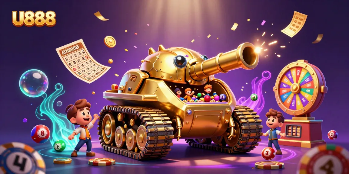 Experience U888's thrilling gameplay with a vibrant 3D casino scene showcasing dynamic elements.
