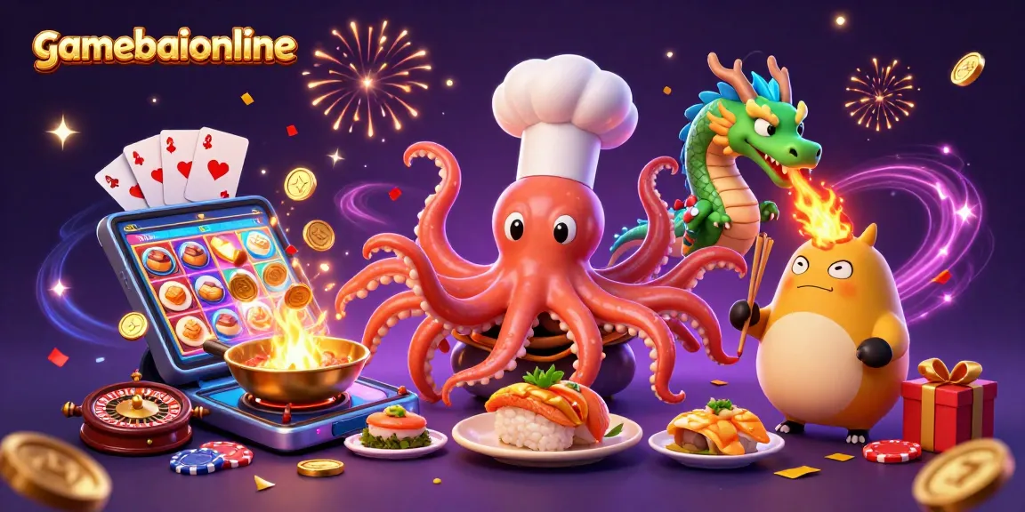 Enjoy thrilling games at gamebaiionline with a vibrant casino-themed illustration featuring exciting elements.
