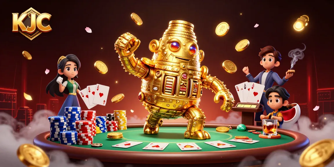 Experience the excitement of KJC with a golden golem amidst poker games in 3D!