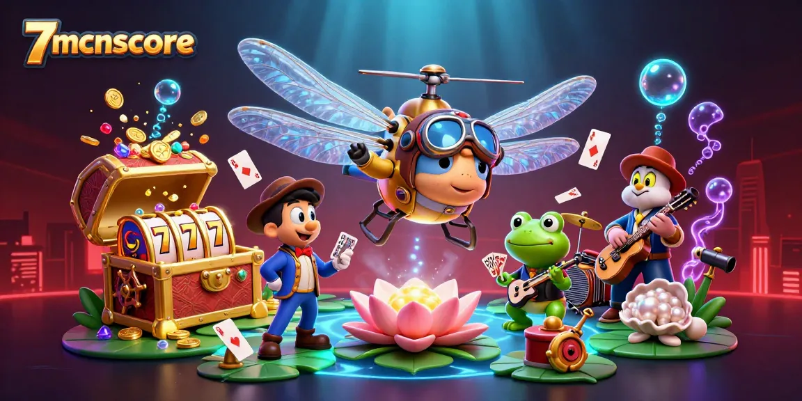 7mcnscore showcases an exciting lily pad casino scene with playful characters in action.