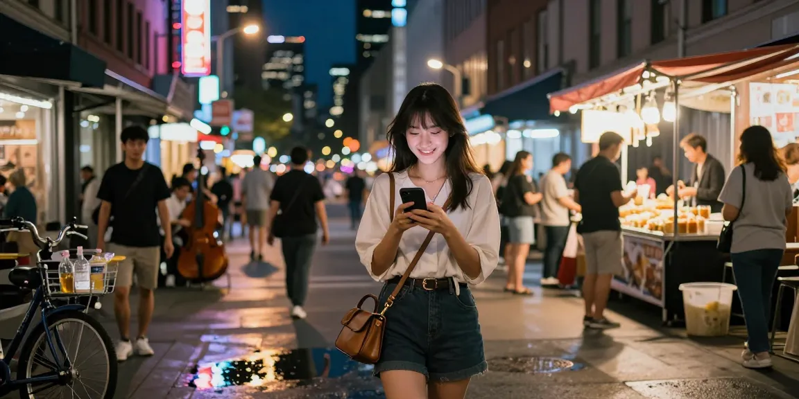 Gái gọi đang tận hưởng không khí sôi động của thành phố đêm.