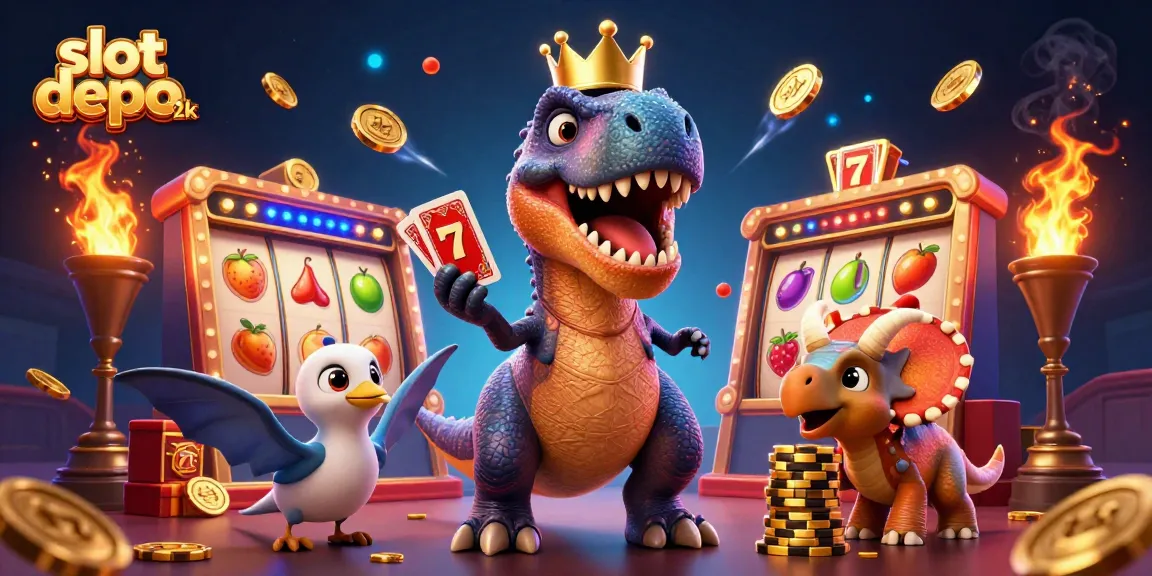 Slot depo 2k memberi nuansa seru saat permainan dengan T-Rex dan teman-teman dino.