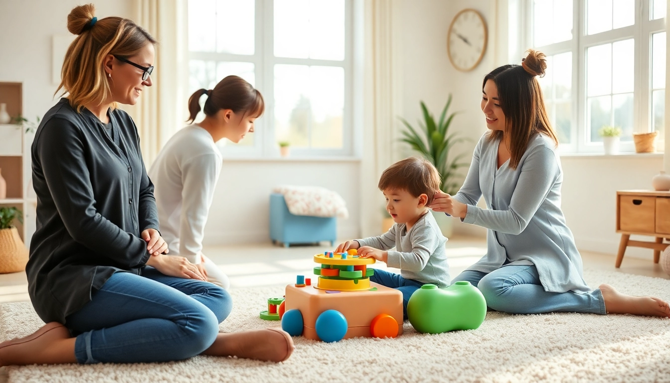 Engaging ABA therapy in Troy with a therapist guiding a child in a vibrant, welcoming room.