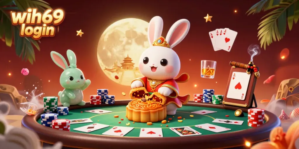 Menangkan akses stabil ke wih69 login di gambar ilustrasi bulan yang berwarna-warni dengan kartu poker.