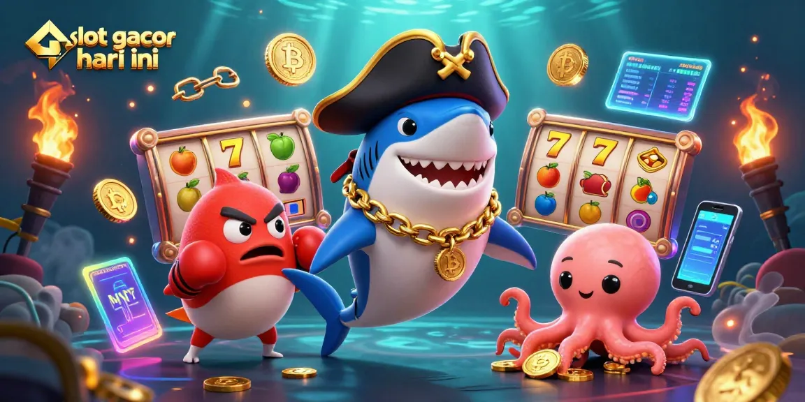 Permainan slot gacor hari ini dengan karakter kartun harta karun dan koin emas.
