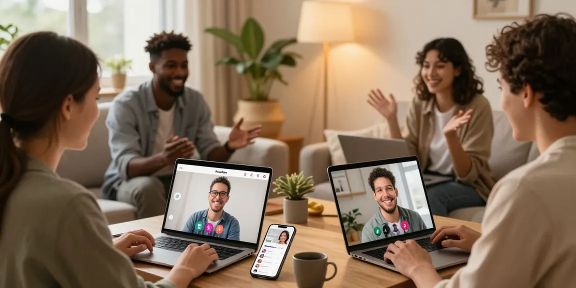 Engaging video chat scene on dating app showcasing singles connecting.