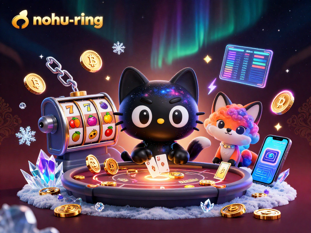Engage with nohu-ring as the black hole cat attracts chips at a cosmic casino table.