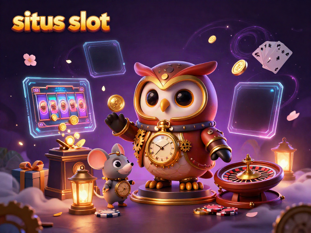 Membuat kemenangan di situs slot dengan pemandangan kasino futuristik dalam ilustrasi 3D.