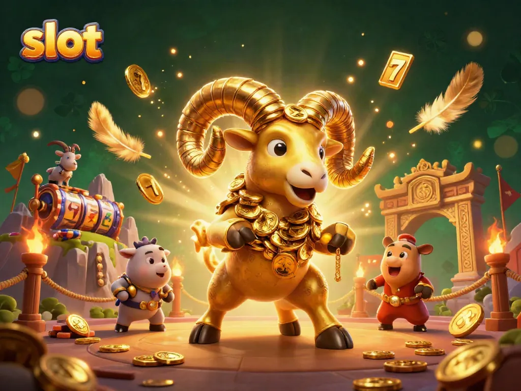 Experience the thrill of slot gaming with dynamic elements and vibrant visuals in this 3D scene.
